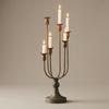 6 Arm Candelabra Worn Finish Tabletop Bronze Toned Iron Candle Stand