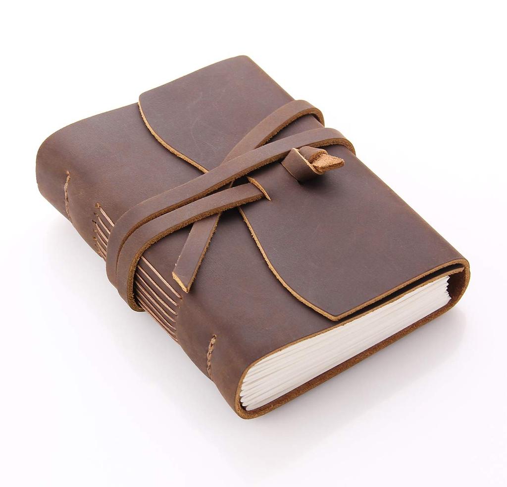 CEETOL Genuine Leather Travel Notebook, Handmade Planner, Planner, with Premium Leather Cover (Brown, Medium (13*9.5*2.5cm))