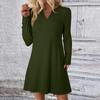 Women's Solid Color Dress Loose V-neck Casual Fashion Long Long Sleeved Dress