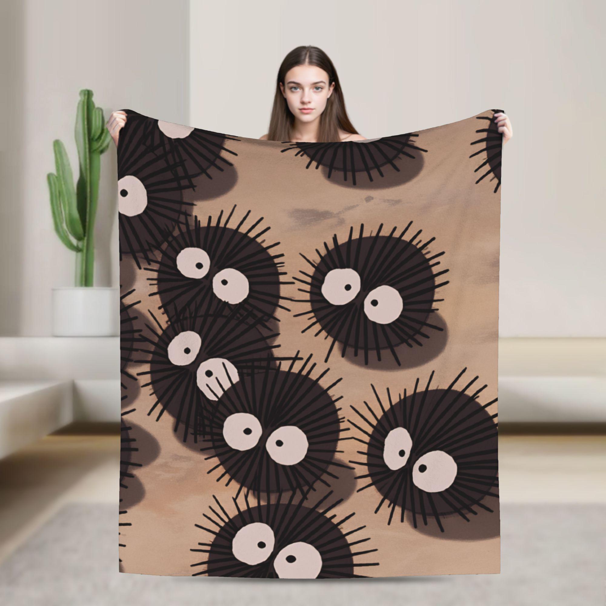

Susuwatari Soot Sprites Blanket Warm Soft Street Trend Plush Throw Blanket Couch Chair Sofa Bed Flannel Bedspread Bed Cover 75x90cm