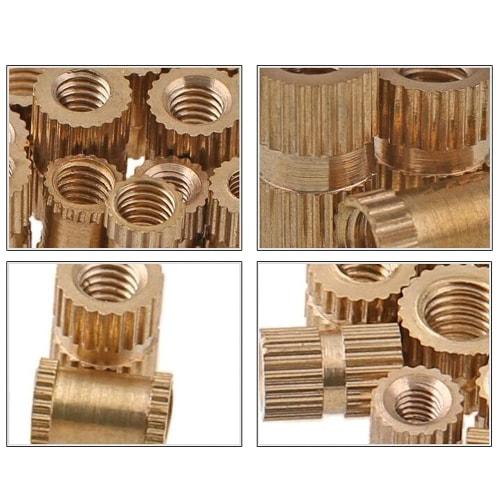 YFFSFDC Knurled Nuts, 330-Piece Set, M2, M3, M4, M5, Brass, Built-in Nuts, Injection Molded Round Insert Nuts