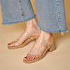 Fashion New Summer Transparent Thick Middle Heel Sandals for Women Outer Wear Fashion Flip Flops Slip on Sandalias Mujer Casual Sapatos
