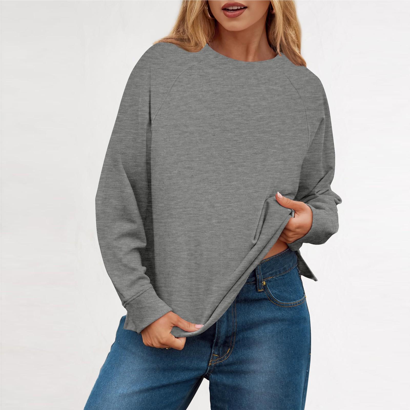 

Новые модные толстовки с круглым вырезом для женщин с длинным рукавом, легкие осенние и зимние топы S