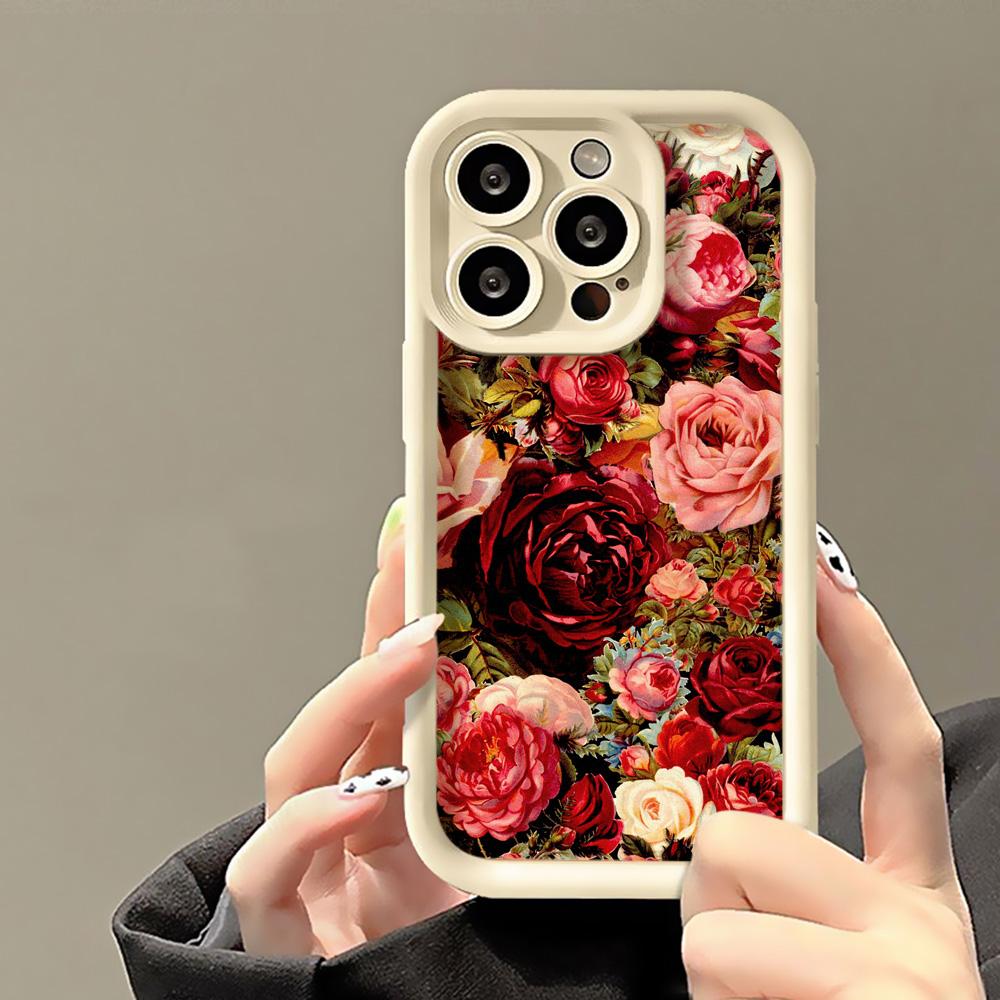 Flower Phone Case For iPhone 11 15 16 Pro Max 13 14 12 XS X XR 7 8 Plus SE 16promax Liquid Silicone Shockproof Soft Funda Cover