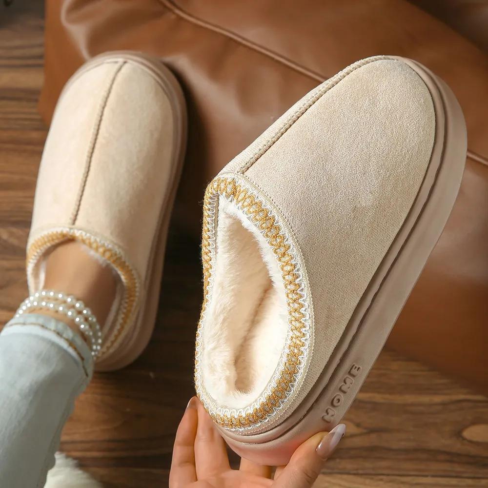 Pantofole Calde da Casa per Interni, Pantofole in Lana Antiscivolo a Suola Spessa per Coppia, Pantofole da Uomo, Pantofole da Donna