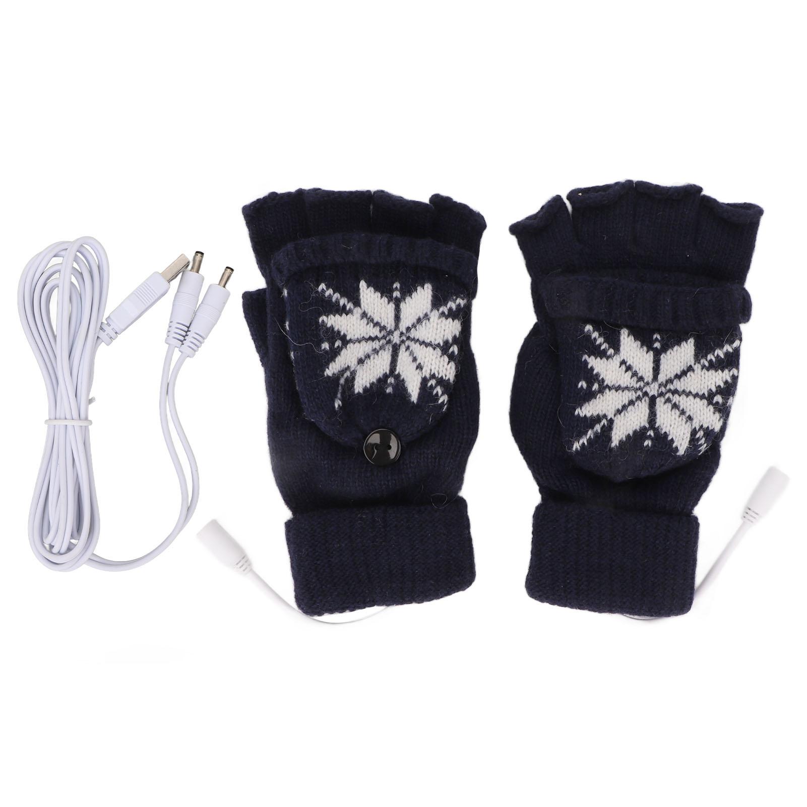 

USB Heating Gloves Full Half Fingerless Knitting Double Side Warm Carbon Cotton Heating Laptop Gloves