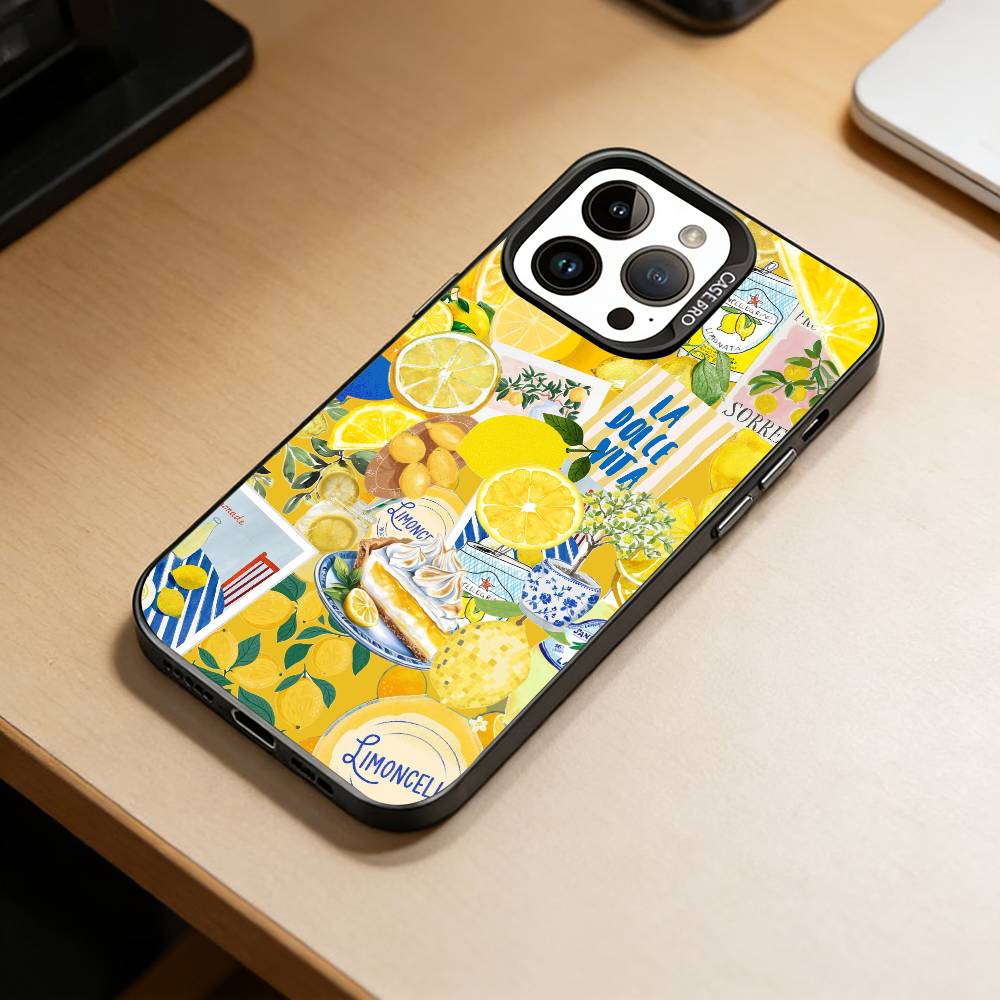Amalfiküste Zitrone Handyhülle Für iPhone 17,16,15,14,13,12,11 Plus,Pro Max,XS,Bunte Silberne Handyhülle Funda Cover