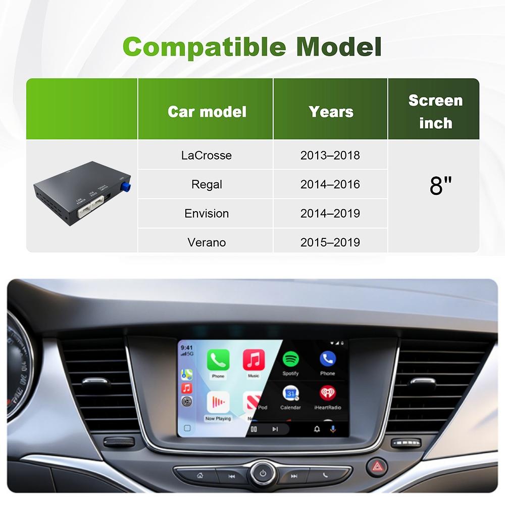 Wireless CarPlay Android Auto Decoder Box For Buick LaCross Regal Envision Verano 2014-2019 8 Inch Screen OEM Upgrade