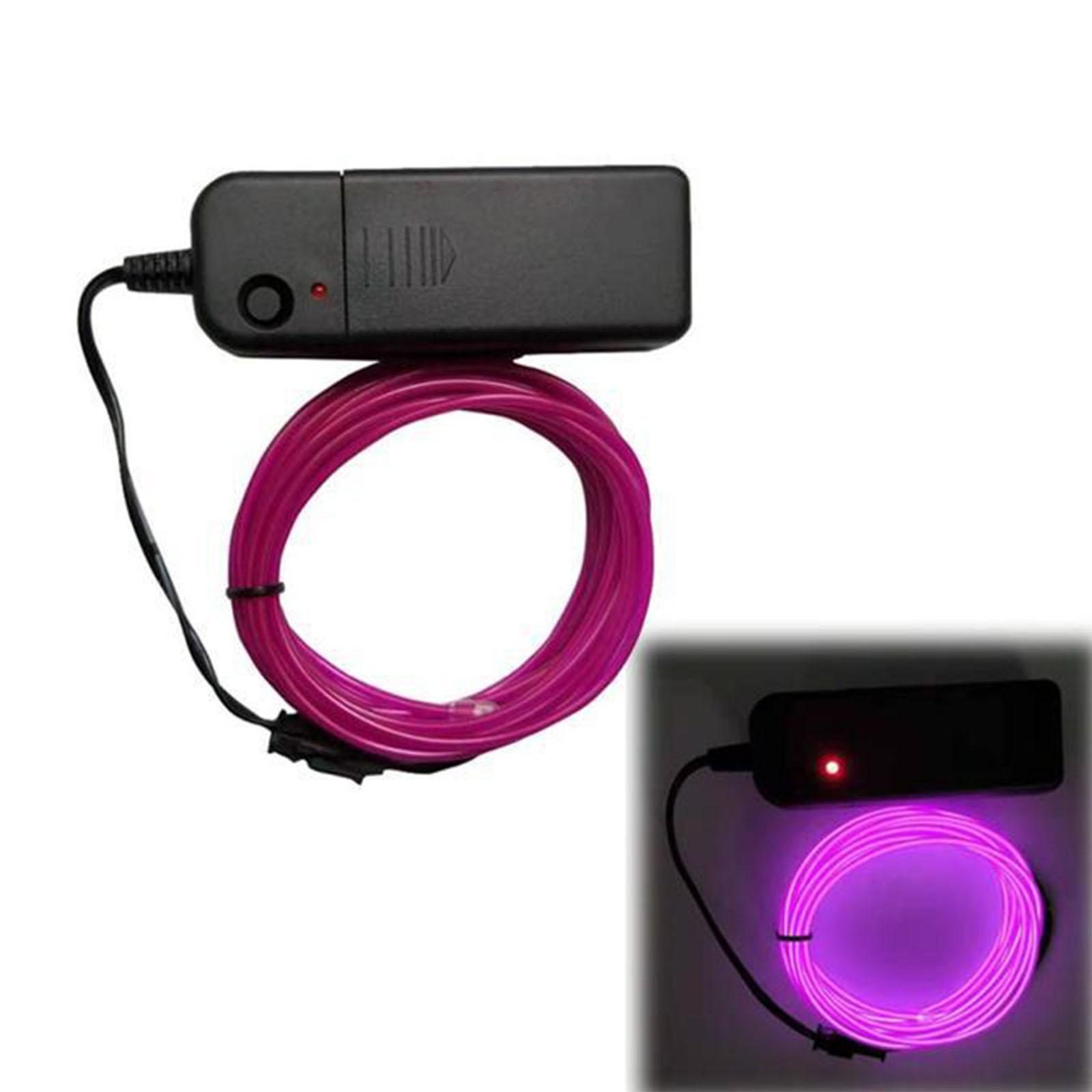 

Portable Battery Pack Neon Light Strip Glow EL Wire Cable Cuttable Glowing Rope Light Party Clothing Luminous Decoration фиолетовый