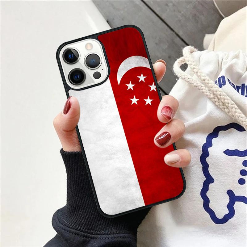 Singapore Flag Phone Case For iPhone 17 Air 15 16 Cover  11 13 14 Pro Max 12 Plus Max Fundas