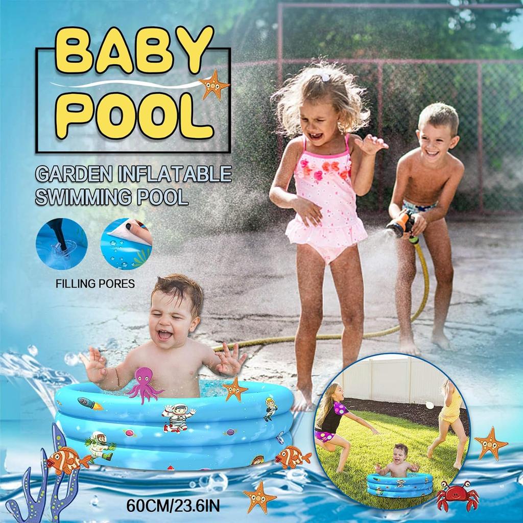 Planschbecken aufblasbar mit 3 Ringen, Sommer-Wasserspielbecken, Schwimmbecken für Kinder, Baby, Haustier, tragbares Schwimmbecken, Aufstellbecken