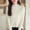 2026 Autumn-Winter Women's Korean Style Knit Sweater with Half-High Lace Collar