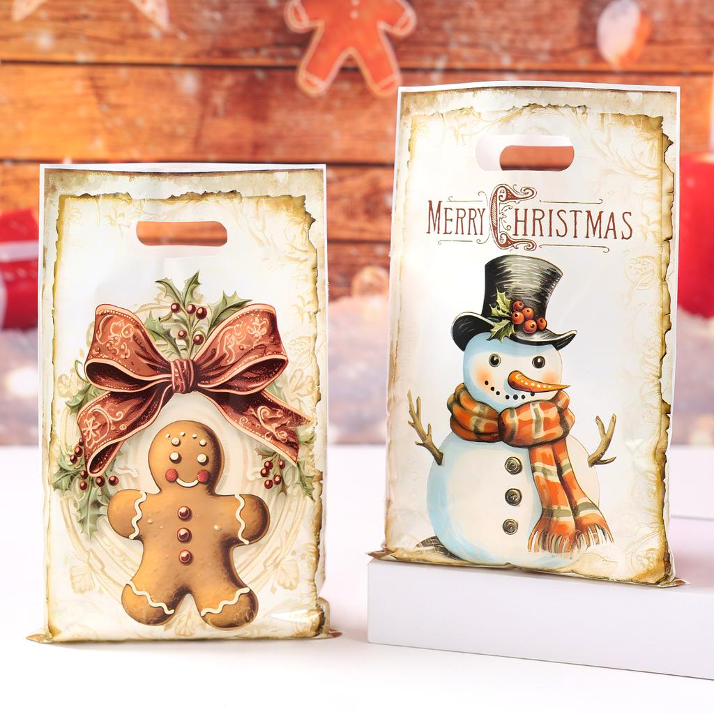 50pcs Christmas Gift Bags Christmas Party Decoration 2025 Xmas Santa Claus Cute Hand Bags New Year Gift 2026
