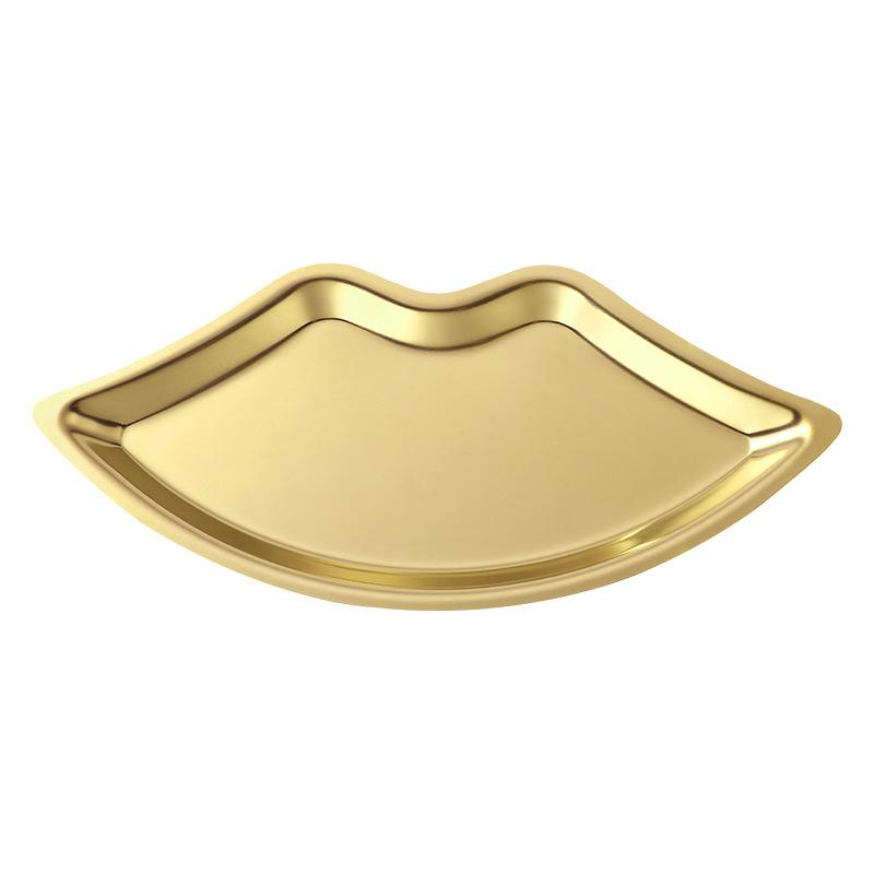 1PC Simple Stainless Steel Lip Jewelry Tray Household Cosmetics Metal Tray Girls Jewelry Storage Tray Home Storage Products