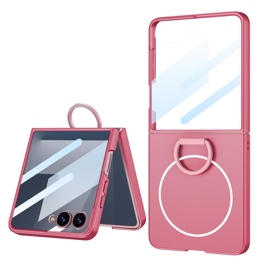 Luxury Slim Magsafe Phone Case for Samsung Galaxy Z Flip 7 Flip7 360 Built-in Screen Protector Full Protection Ring Holder Cover