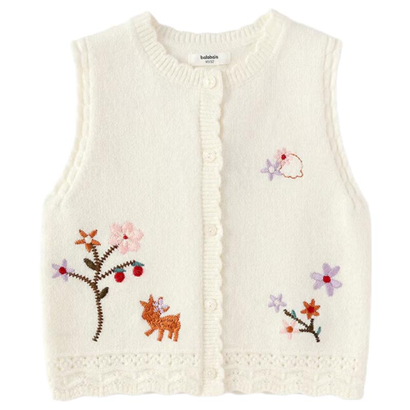 Balabala Girls Embroidered Knit Sweater Vest 100