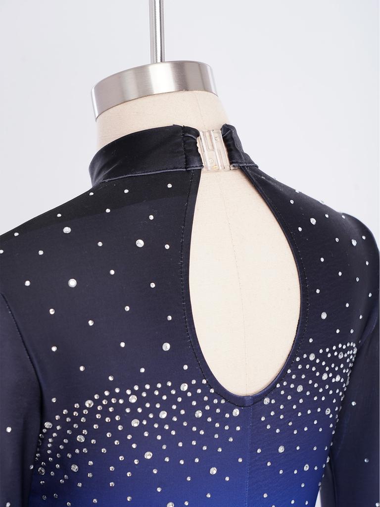 Kids Girls Asymmetrical Rhinestone Ballet Dance Leotard Sheer Mesh Gymnastics Jumpsuit Full Body Suit Figure Skating Dancewear