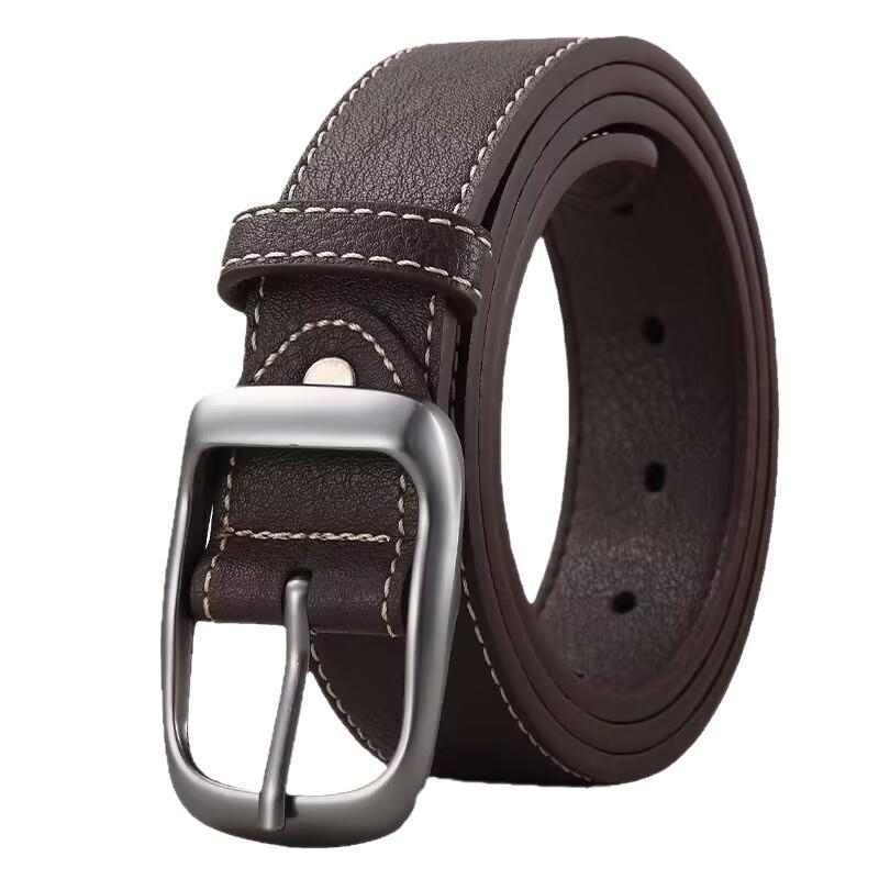 Ceinture en Cuir Style Rétro Hong Kong pour Homme avec Boucle à Ardillon - Polyvalente Large Décontractée