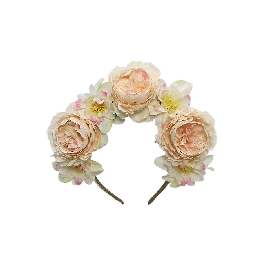 European and American simulated peony flower headbands, super fairy hair accessories, Hawaii beach vacation photo headwear
