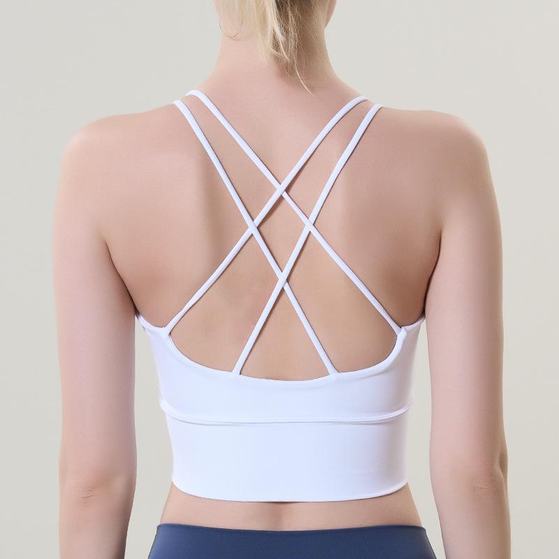 Luxe Lycra Criss-Cross Back Yoga Sports Bra with Built-in Padding