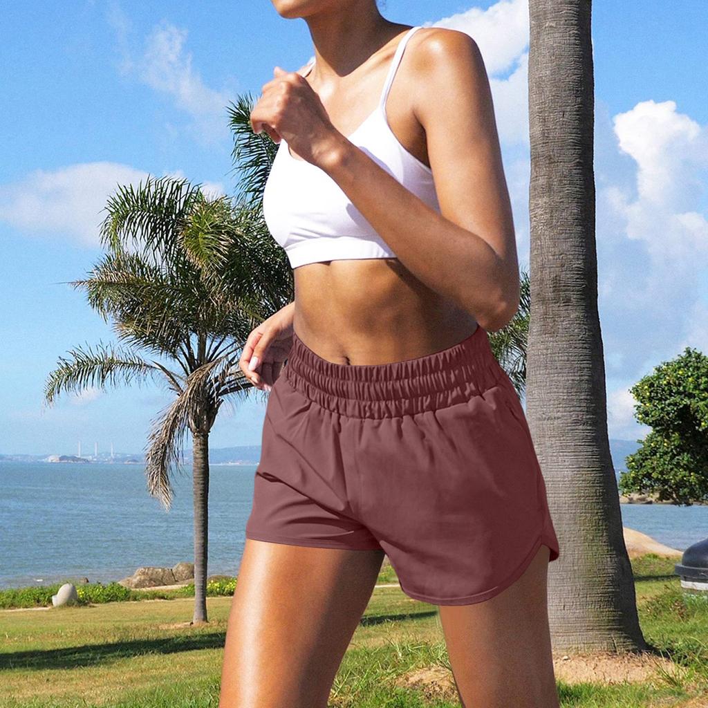 Women's High Waist Elastic Waistband Sport Shorts with Pockets Lightweight Running Casual Activewear Bottoms