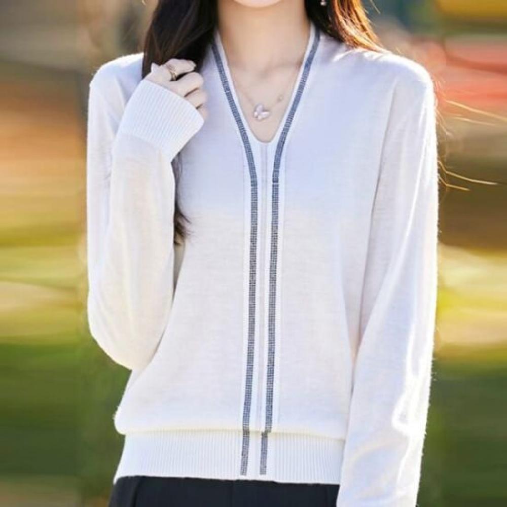 NaVaVa Women Simple Daily Line V Neck Long sleeVe Knit Top Nk2889