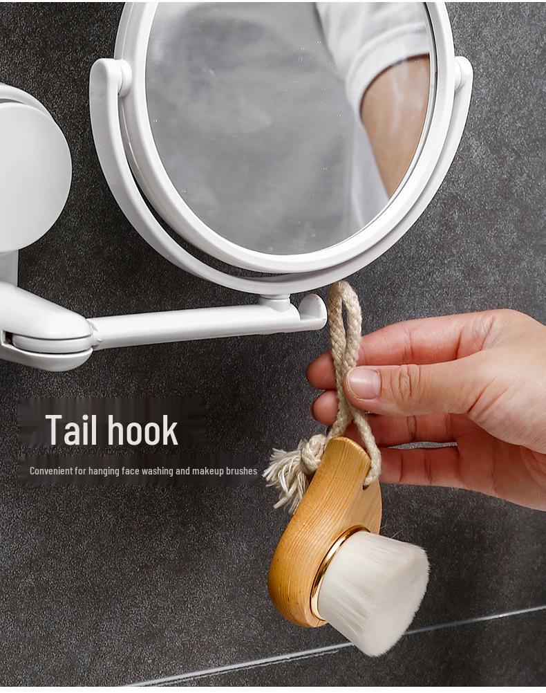 Foldable Wall-Mounted Suction Cup Makeup Mirror, Rotatable & Punch-Free for Student Dorms