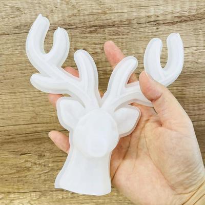 Deer Head Resin Mold Christmas Gypsum Mould Silicone 3D Mould for Fondant Candy Cupcake Cake Topper Decor Ice Cream Chocolate