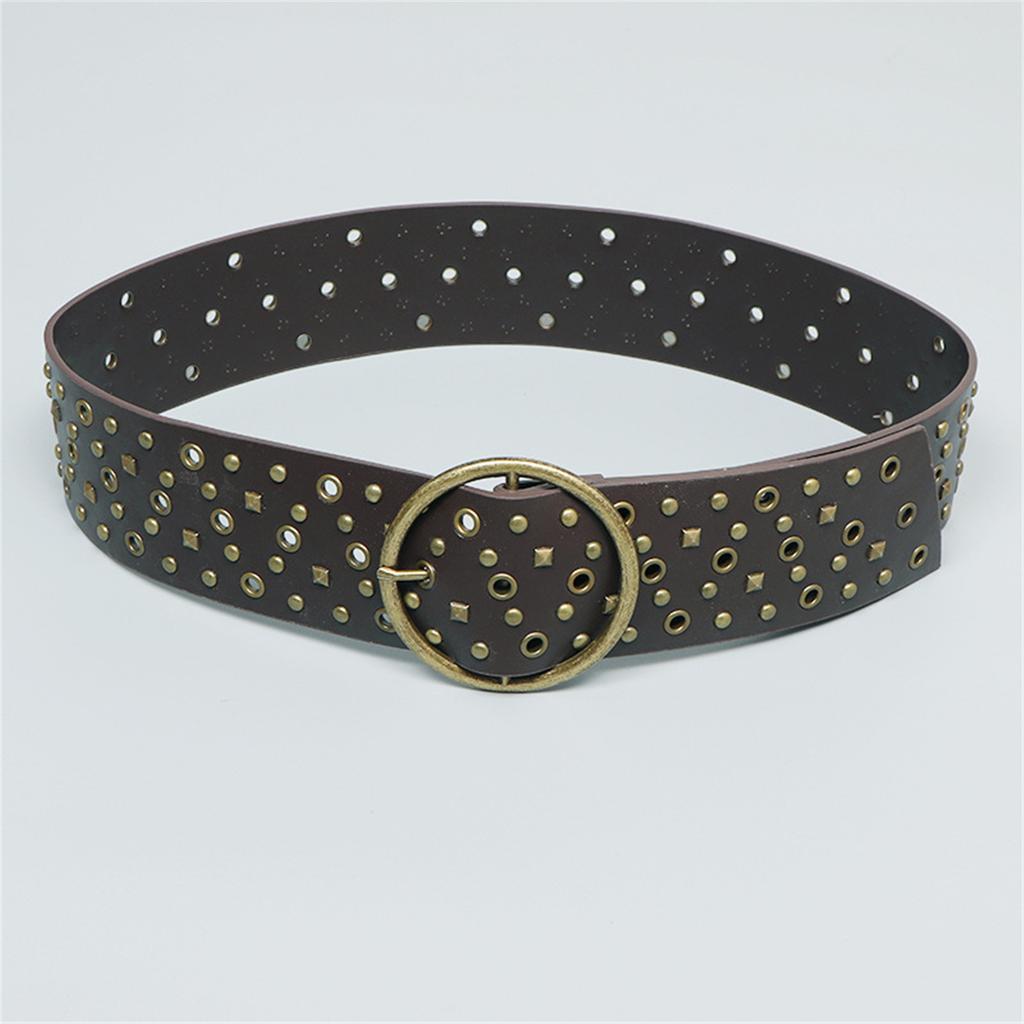 PU Leather Waist Belt with Pin Buckle Harajuku Alloy Rivet Waist Belt Woman Girls Jeans Dresses Skirt Coat Waistband