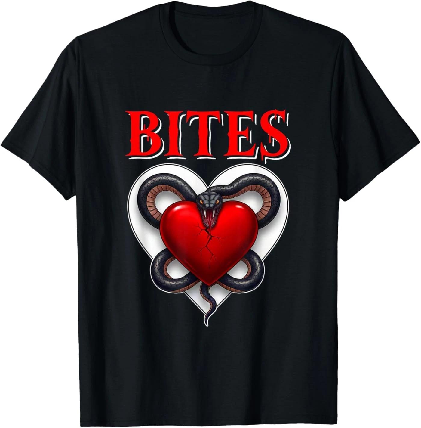 

Bites Costume Valentine Heart Horror Snake Animal Lover 100% Cotton T-shirt Mens Tees Top M