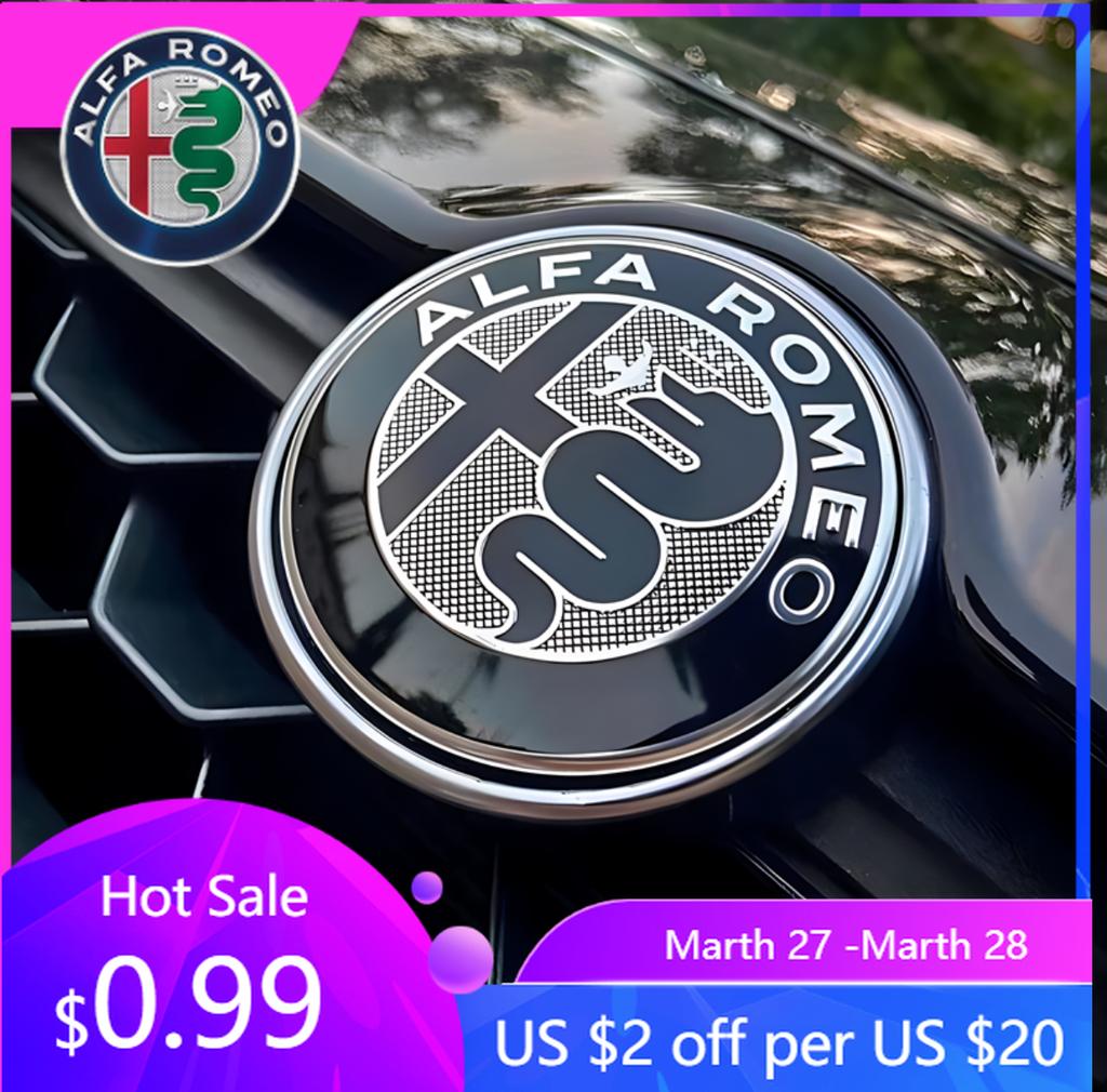 For Alfa Romeo 2026 Hot Sticker 2X74mm For Alfa Romeo New Black GTAM Red 7color Giulietta GT Car Front Grill Emblem Covers/Cente