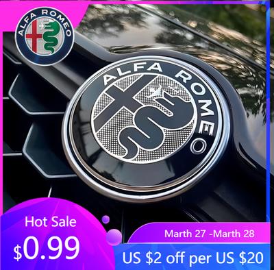 For Alfa Romeo 2026 Hot Sticker 2X74mm For Alfa Romeo New Black GTAM Red 7color Giulietta GT Car Front Grill Emblem Covers/Cente