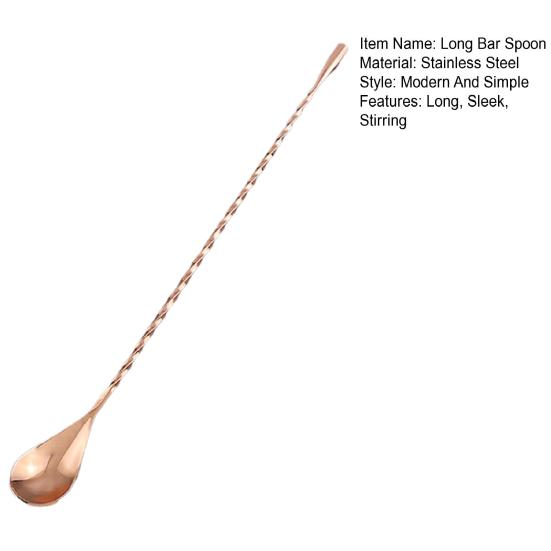 Long Bar Spoon Stainless Steel Cocktail Stirring Mixing Spoon Spiral Pattern Cocktail Stirrers for Bartender Home Use