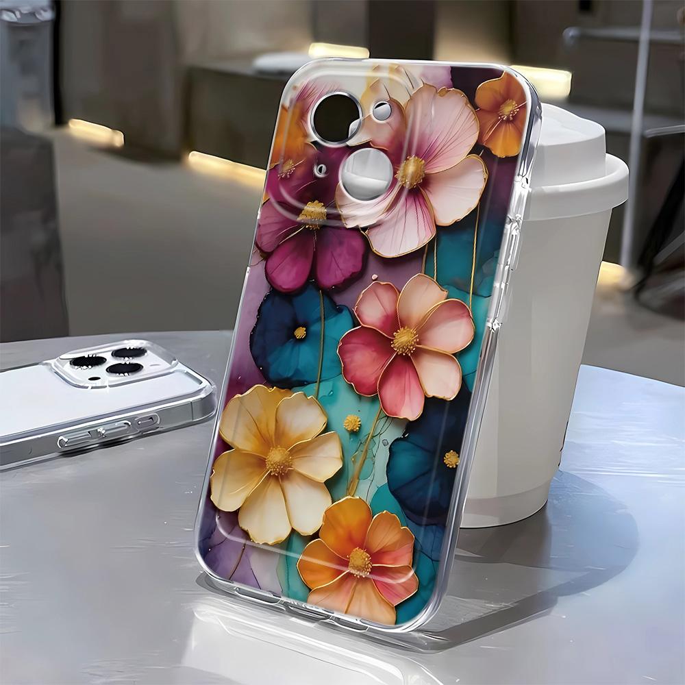 Vintage Flowers Clear Case for IPhone 16 15 14 13 12 11 Pro Max X XS Max XR 7 8 Plus Case 16E