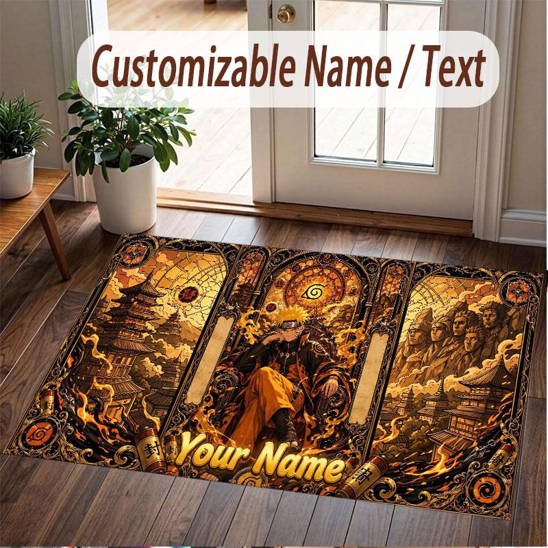 Custom Name Crystal Velvet Rug,Naruto Comfortable Anti Slip Floor Mat For Room Decoration