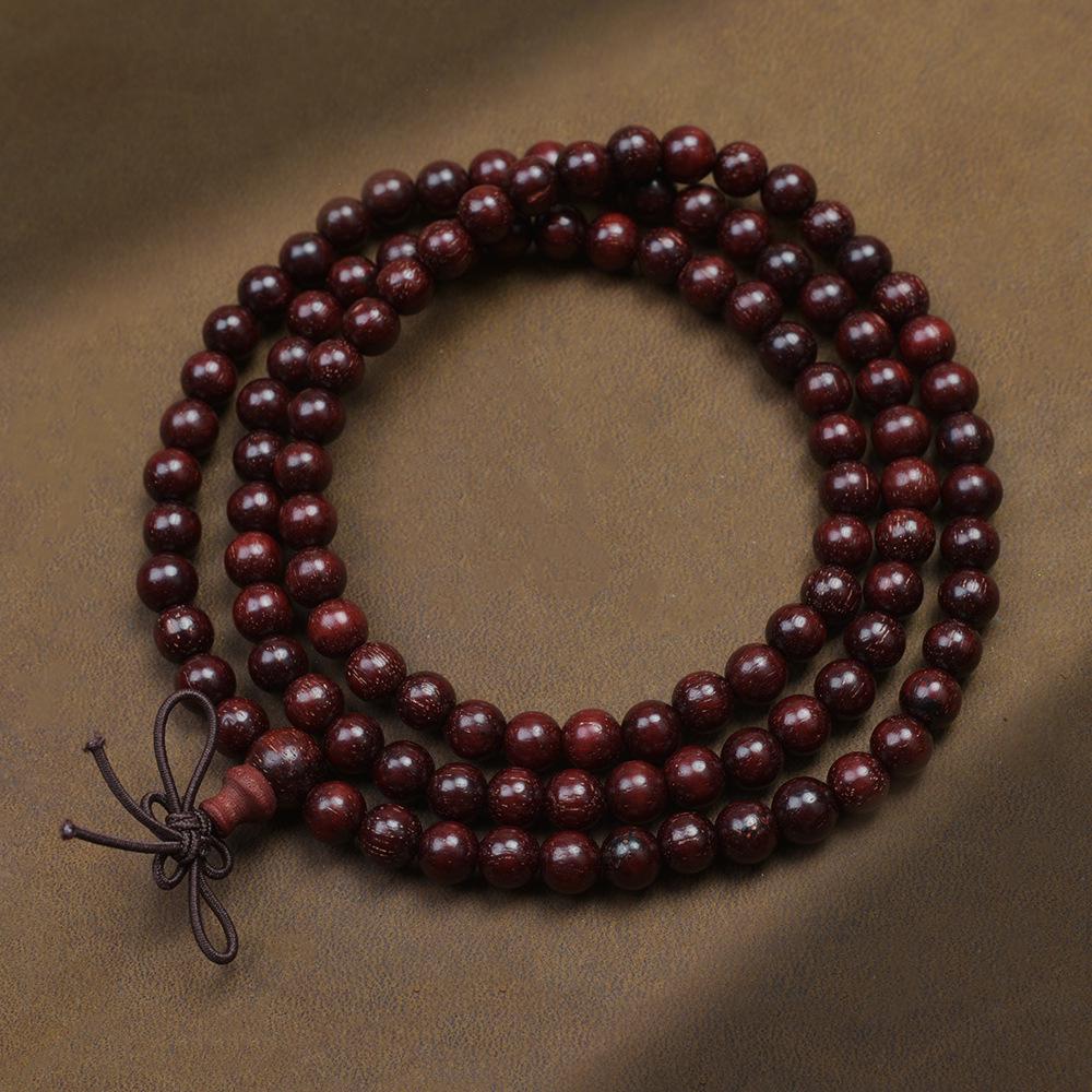 Venus Old Material Small-Leaf Red Sandalwood Prayer Beads Chain - High Oil Density, Unisex, New Chinese Style Decoration Gift