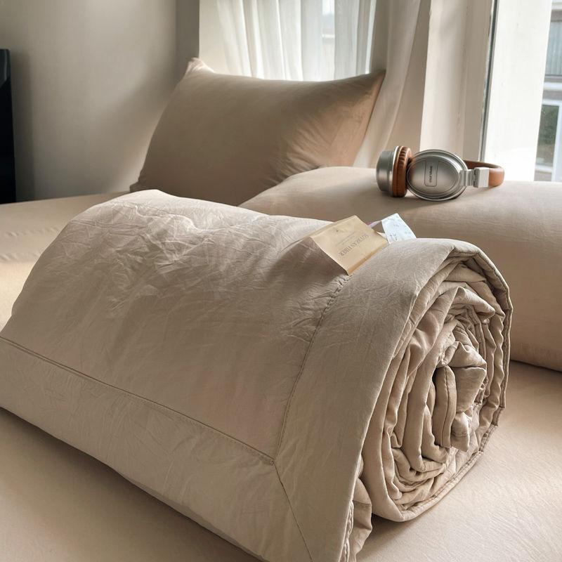 Men's Premium Gray Air-Conditioning Quilt Washable Cotton Summer Cool Quilt Machine Washable Single Double Thin Blanket for Summer