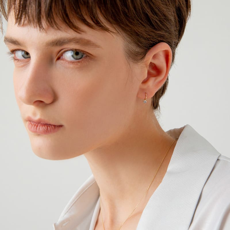 LUNNE 14k Signity Drop One-Touch Earrings (14k Gold) #E05