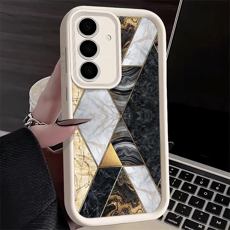 Phone Case for Samsung Galaxy S26 S25 Ultra S24 FE Geometric Marble Pattern Shell S23 Plus S22 + S21 S20 5G Soft Silicone Funda