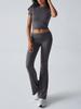 AYJ24T888 Women's Fashion Slim Fit Solid Color Tracksuit - Short Sleeve, Long Pants, Spring/Summer Collection