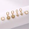 3 Pairs/Set Golden Star Design Shiny Rhinestone Inlaid Dangle Earring for Women Eleagnt Luxury Female Jewelry Gifts