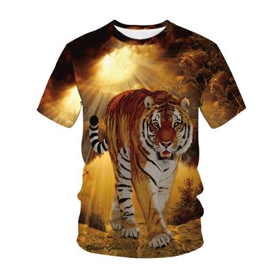 Lustiges Druck-T-Shirt Tier Tiger Katze 3D-gedrucktes Kinder-T-Shirt Mode Lässig Cartoons T-Shirt Jungen Mädchen Kinderkleidung