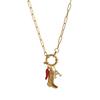 Retro 12 Birthstone Ring & Heart Pendant Necklace, 18K Gold, with Pearl and Movable Charms