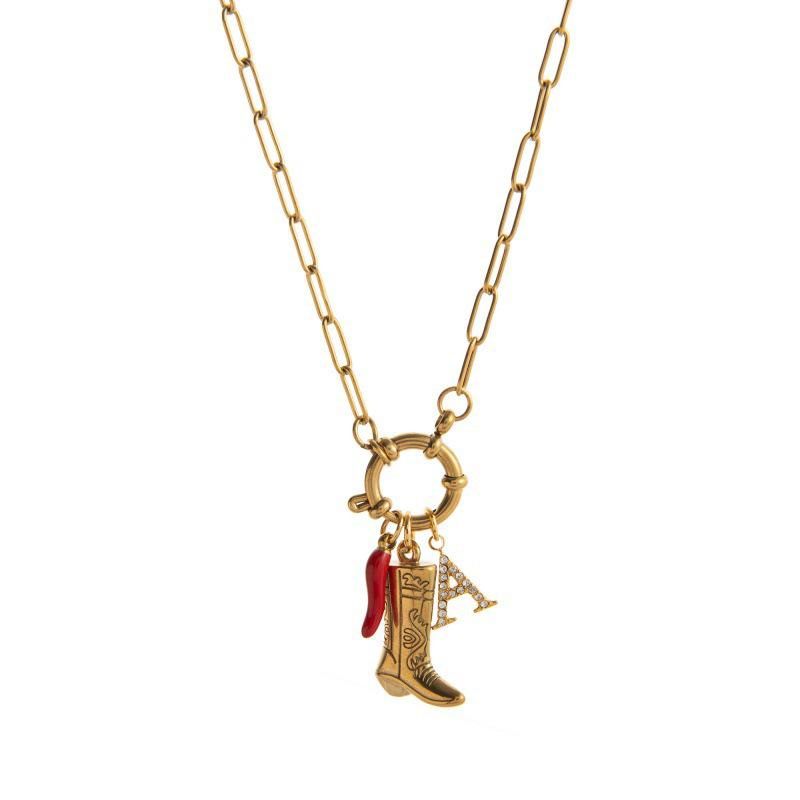 Retro 12 Birthstone Ring & Heart Pendant Necklace, 18K Gold, with Pearl and Movable Charms