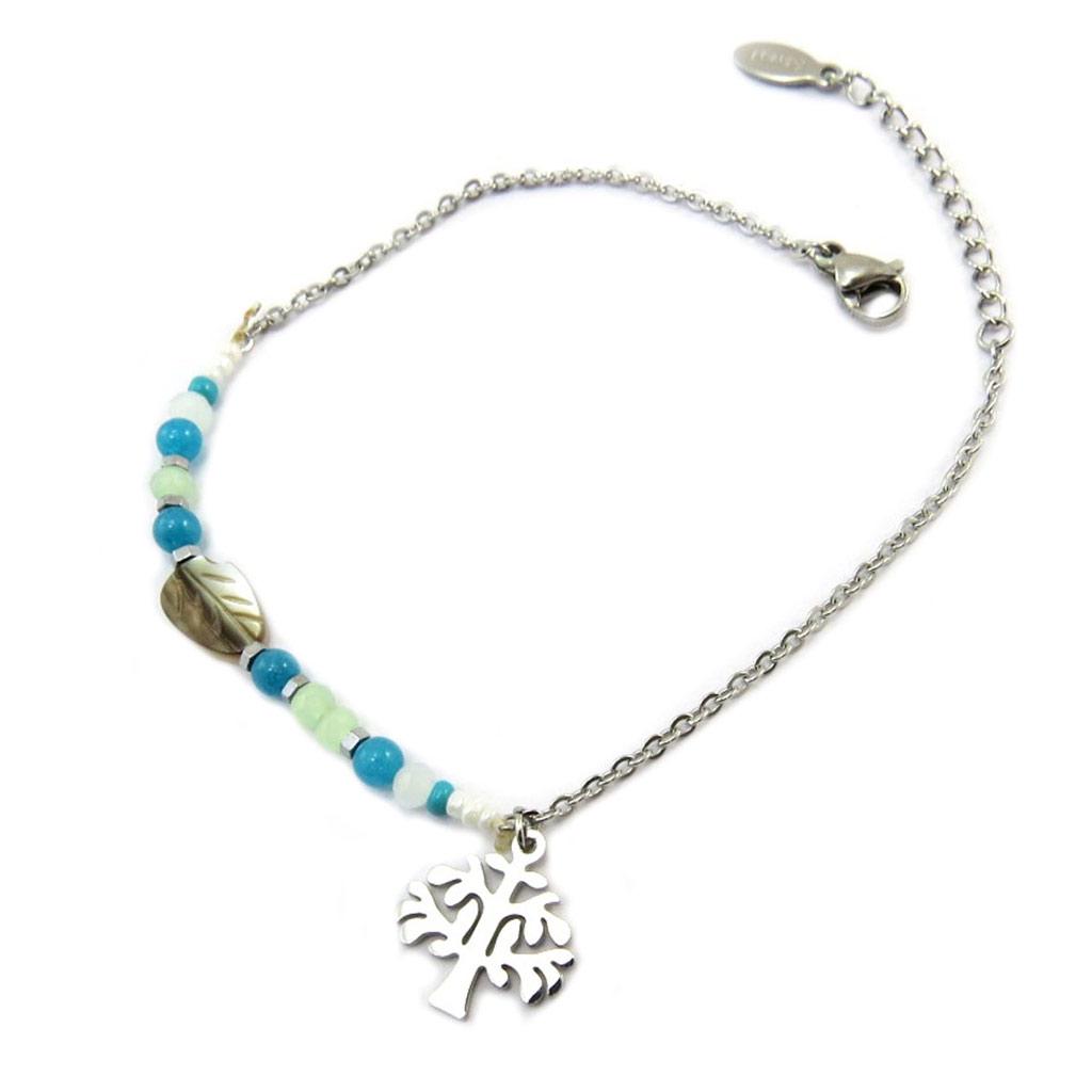 

Les Trésors De Lily [P4906] - Стальной браслет «Древо жизни» серебристо-синего цвета