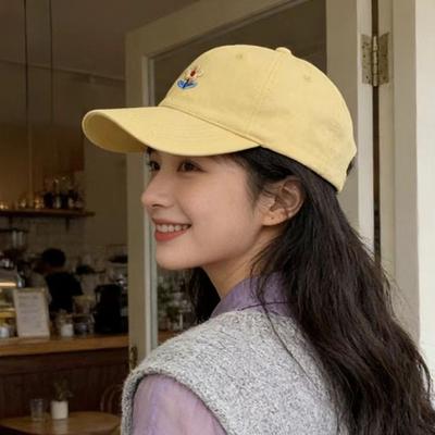 Solid Color Flower Baseball Cap Korean Style Adjustable Embroidered Peaked Hat Sunscreen Hip Hop Sunshade Casquette Sports