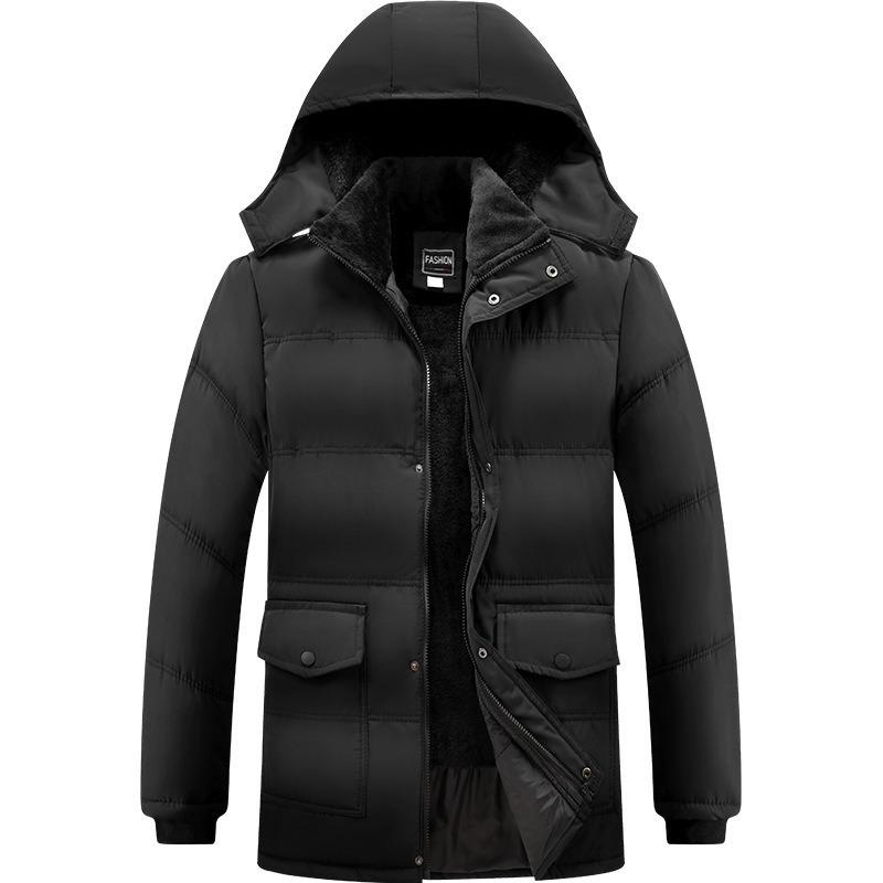 New autumn and winter cotton-padded clothes for men with fleece and warm hats, removable cotton-padded jackets.