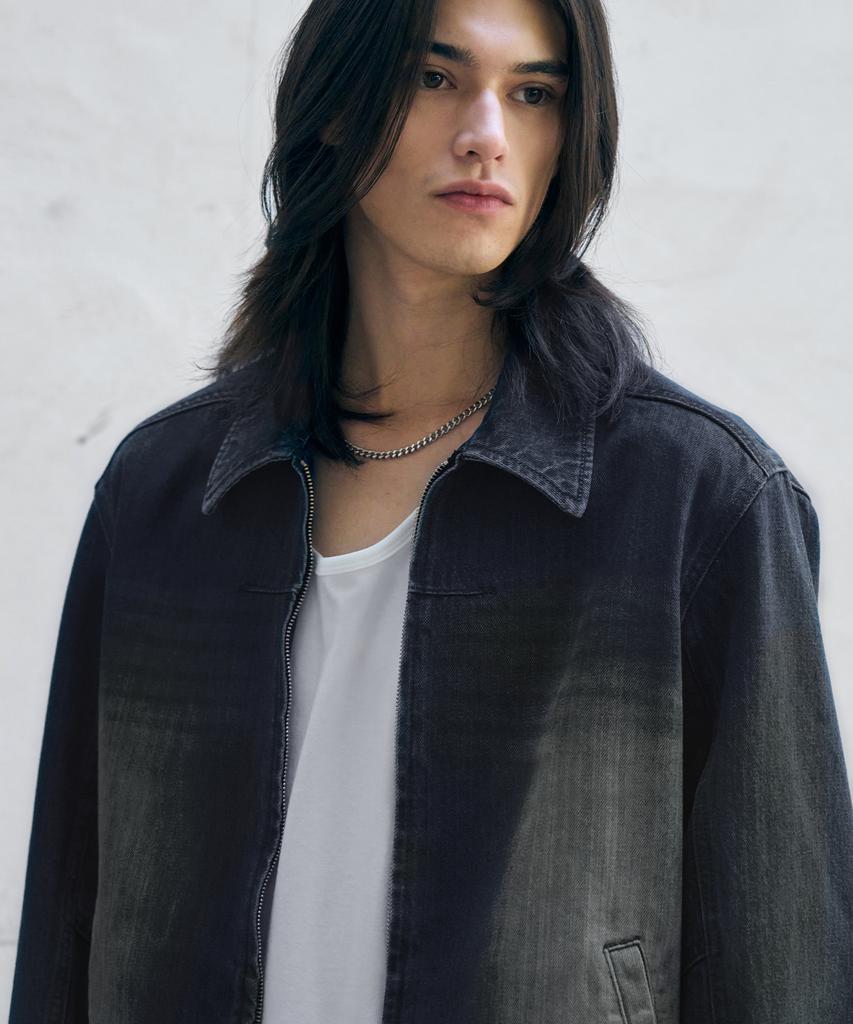 Draw Fit Contrast Washed Denim Jacket [Slate Blue]