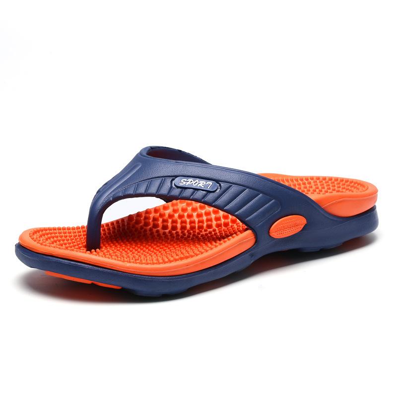 Men's flip-flops massage bottom color matching large size beach slippers outdoor leisure foot pinching lightweight