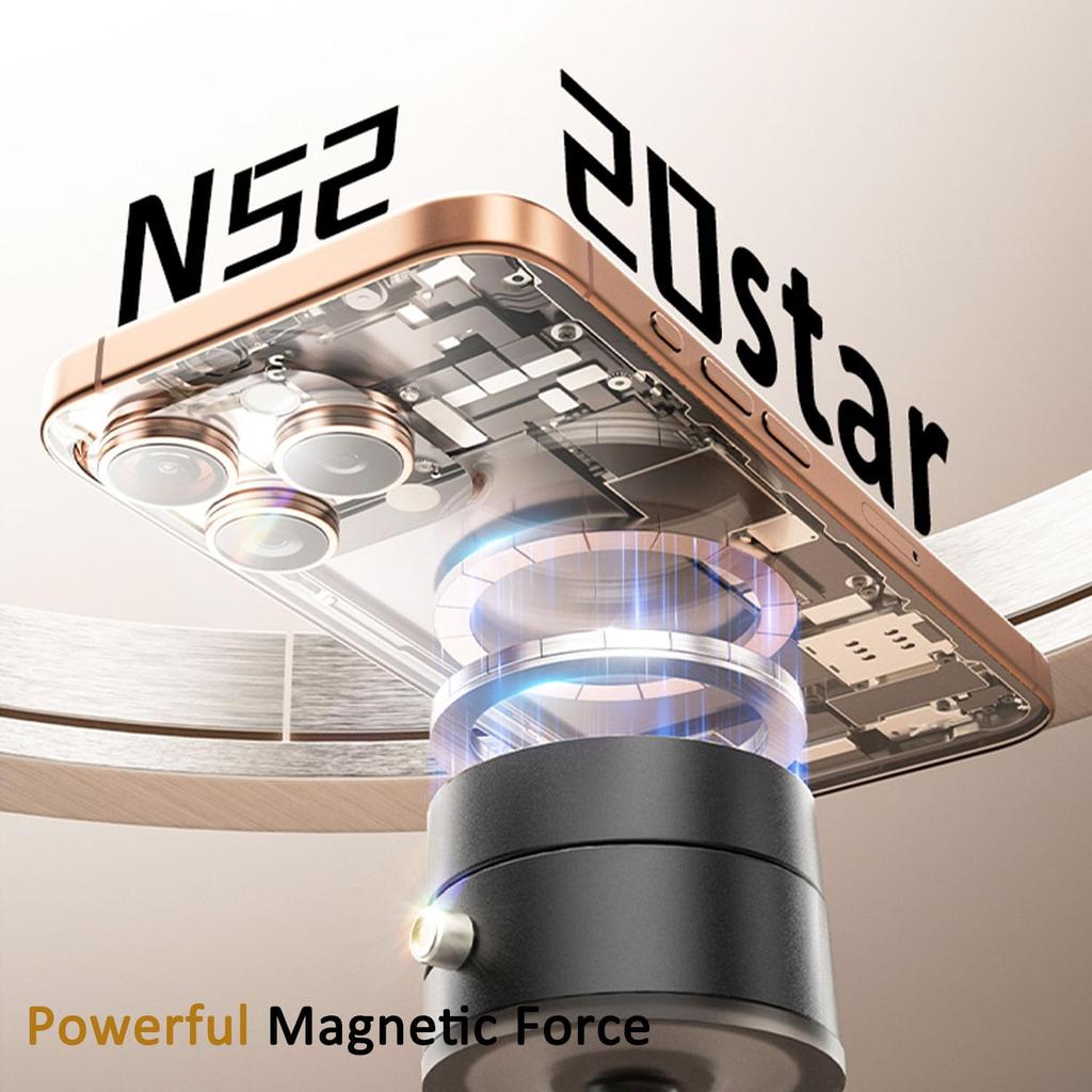 Universal Magnetic Phone Mount with Vacuum Suction - Adjustable Desktop & Car Holder for iPhone/Android